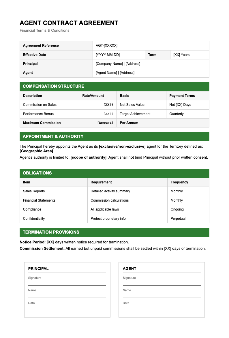 Financial statement agent contract